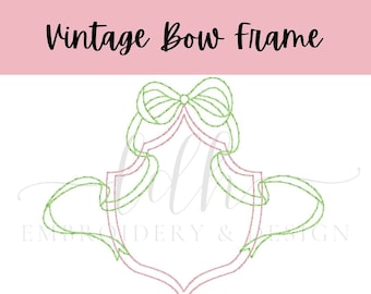 Vintage Bow + Frame Bean Stitch Machine Embroidery Design File