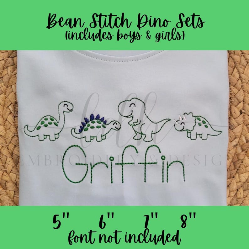 Dinosaur Bean Stitch Set Embroidery Design Files - Etsy