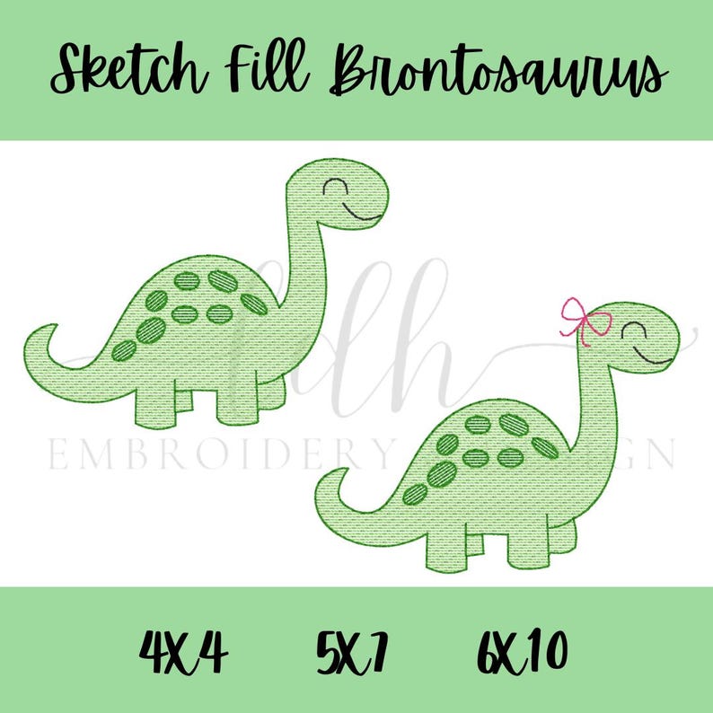 Brontosaurus Dinosaur Sketch Fill Embroidery Design File - Etsy