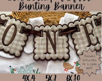 Scalloped Square Banner Bunting Flag ITH Embroidery Design File
