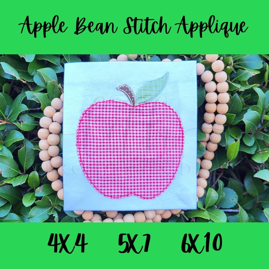Apple Bean Stitch Applique Machine Embroidery Design (digital Download ...