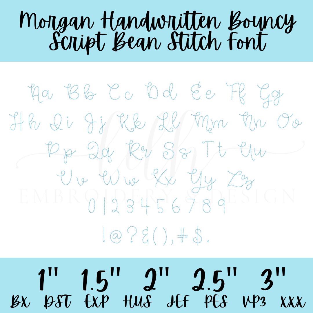 Morgan Handwritten Bouncy Script Bean Stitch Font Quick Stitch Cursive ...