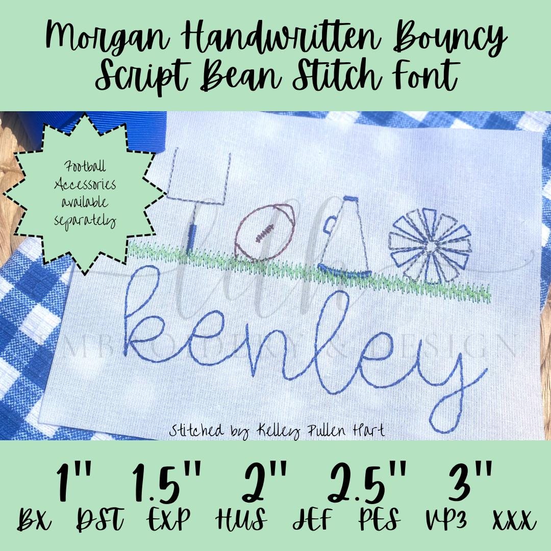 Morgan Handwritten Bouncy Script Bean Stitch Font Quick Stitch Cursive ...