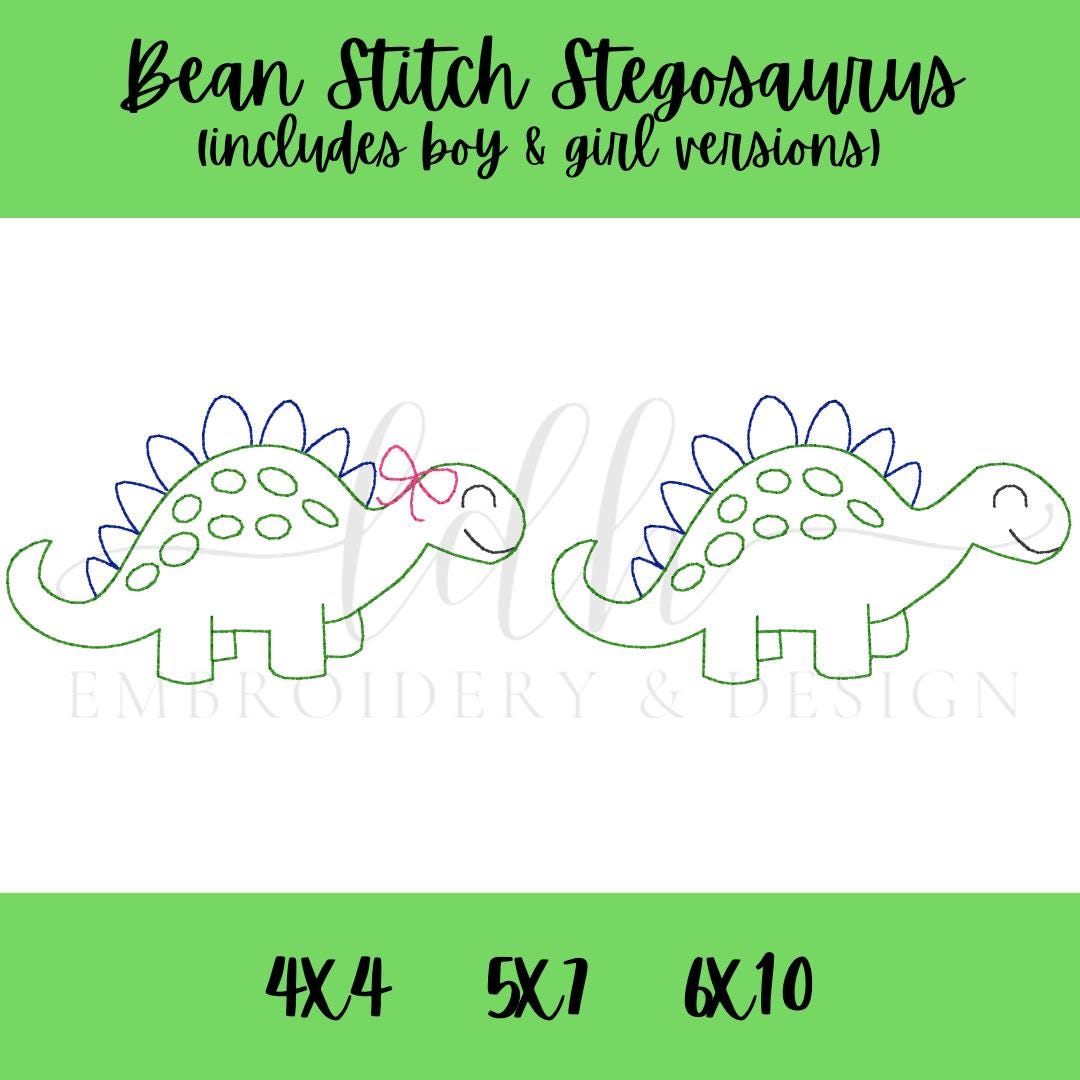 Stegosaurus Dinosaur Bean Stitch Embroidery Design File - Etsy