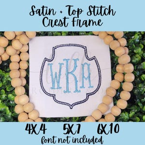 Satin + Top Stitch Crest Frame Embroidery Design