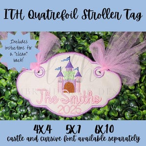 Quatrefoil Stroller Tag Banner ITH Embroidery Design File