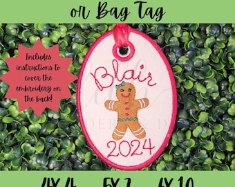 Oval Ornament Bag Tag ITH Machine Embroidery Design
