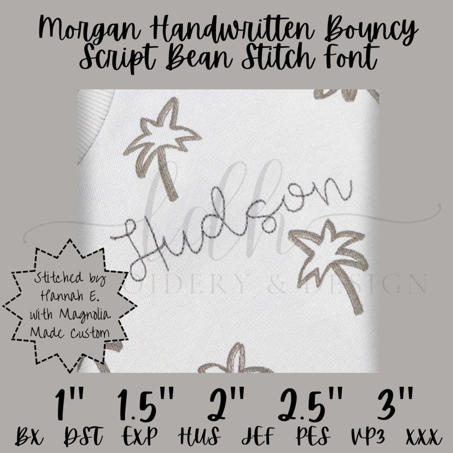 Morgan Handwritten Bouncy Script Bean Stitch Font Quick Stitch Cursive ...