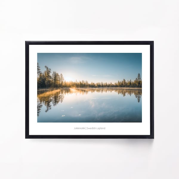 Lappland Schweden Premium Poster, Wall Art Prints, Wandbilder Wohnzimmer und Schlafzimmer, Wanddeko, Fotoposter Wald See und Wildlife