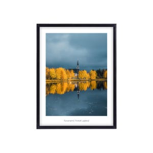 Rovaniemi Finnland Premium Poster, Wall Art Prints, Wandbilder Wohnzimmer und Schlafzimmer, Wanddeko, Fotoposter Lappland und Wald, Herbst