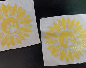 Vinilo para coche girasol con pata de perro