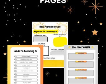 Propósitos de Año Nuevo / Metas imprimibles / Descarga digital / Páginas de propósitos / Metas de Año Nuevo