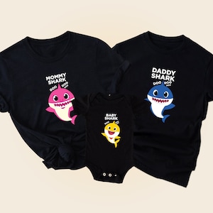 Chemise famille requin doo doo doo, chemises anniversaire requin, chemises famille anniversaire assorties, t-shirt thème bébé requin, t-shirt famille requin assorti