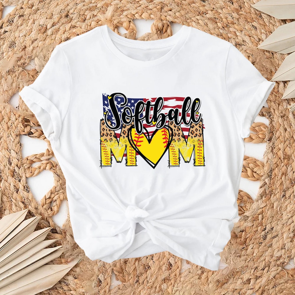 Softball Mom Shirt, Softball Shirt, Baseball Shirt, Baseball Mom Shirt, Sports Shirt, Softball Lover Shirt, Gift Shirt, American Flag Shirt Printfushion