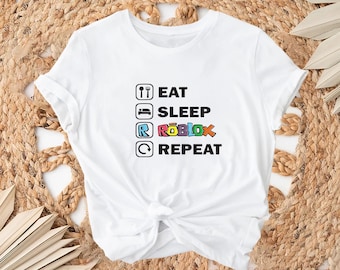 Eat Sleep Roblox Repeat Shirt, Roblox Shirt, Gamer Shirt, Gift for Kids, Streamer Shirt, Event Shirt, Roblox Tee