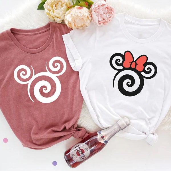 Swirl Couple Shirts, Swirl Mickey Head Shirts, Swirl Minnie Head Shirts, Family Trip Shirts, Mickey Ear Shirts, Minnie Ear Shirts