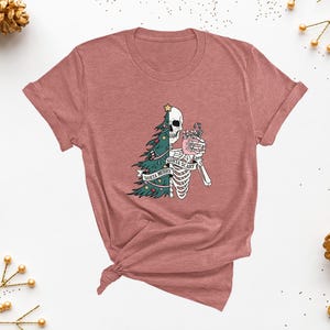 Sorta Scary Sorta Merry Shirt, Unisex Gift Shirt, Christmas Tee,  Christmas Gifts for Mom Dad, Skeleton Shirt, Half spooky, half festive.
