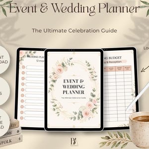 Digital Event and Wedding Planner, Wedding Checklist Printable, Bridal Party Logbook, Wedding Budget Tracker, Printable GoodNotes Planner