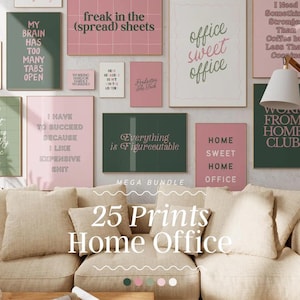 Home Office Print Set | Office wall art, home office print, cute office decor, work poster, home office decor, work from home print