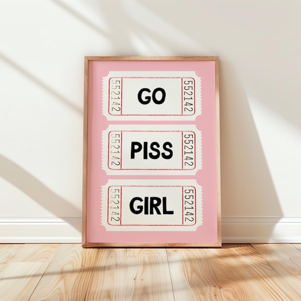 Funny Bathroom Wall Art | Pink Go Piss Girl Print (Digital Download)