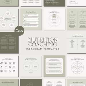 300+ Instagram Canva-mallar för kostcoacher (digital nedladdning)