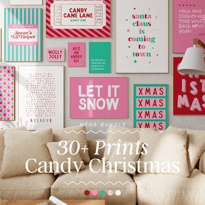Preppy Christmas Print Bundle | christmas print set, christmas print, christmas decor, winter home decor, christmas wall art, festive print