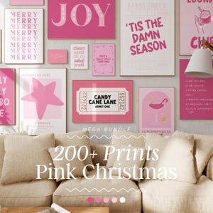 Pink Christmas Print Bundle | christmas print set, christmas print, christmas decor, winter home decor, christmas wall art, festive print