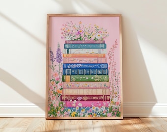 Floral Books Print | Book Lover Wall Art (Digital Download)