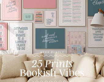 Buchliebhaber Poster Set | Bücherwurm Dekor (Digitaler Download)