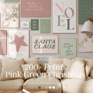 Pink Christmas Print Bundle | christmas print set, christmas print, christmas decor, winter home decor, christmas wall art, festive print