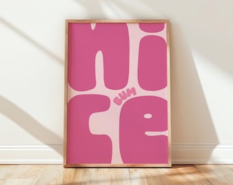Funny Pink Bathroom Print | 'Nice Bum' Girly Wall Art (Digital Download)
