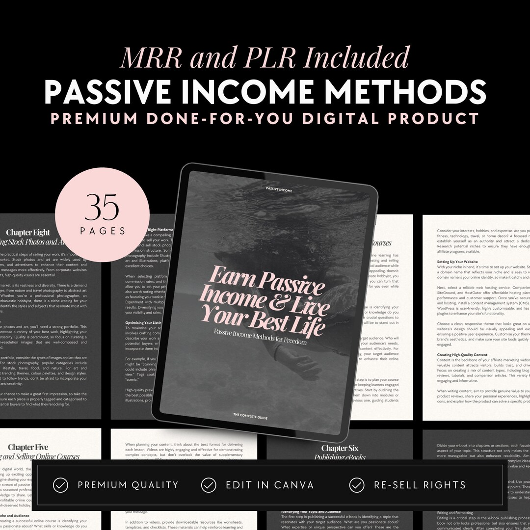 Passive Income Methods Ebook MRR // Master Resell Rights, Resell ...