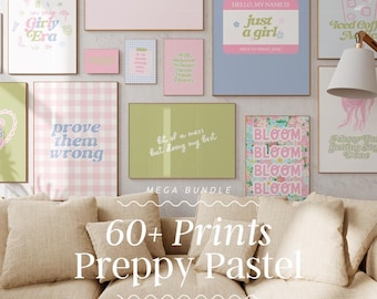 Preppy Pastel Wall Art Prints | Girly Bedroom Decor (Digital Download)