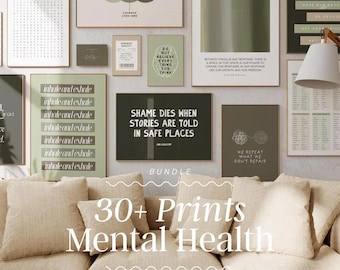 Mental Health Prints Set | Therapist Office Wall Art (Digital Download)