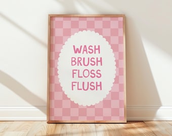 Pink Bathroom Wall Print | Funny Girly Dorm Decor (Digital Download)