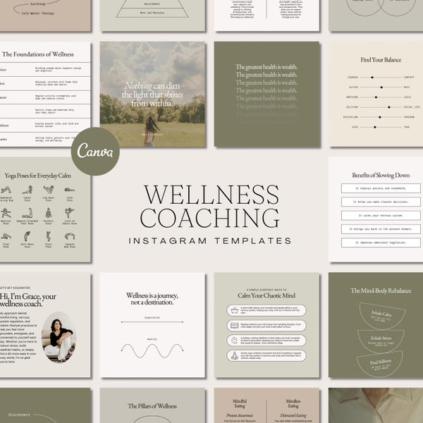 Más de 300 plantillas Canva para Instagram de Wellness Coach (descarga digital)