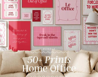 Home Office Print Set | Office wall art, home office print, cute office decor, work poster, home office decor, work from home print