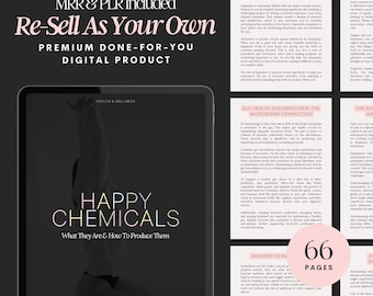 Puede incluir: Una guía digital titulada Happy Chemicals: What They Are & How To Produce Them, que incluye derechos MRR y PLR. El documento contiene 66 páginas sobre salud y bienestar, con secciones sobre dopamina, salud intestinal y serotonina.