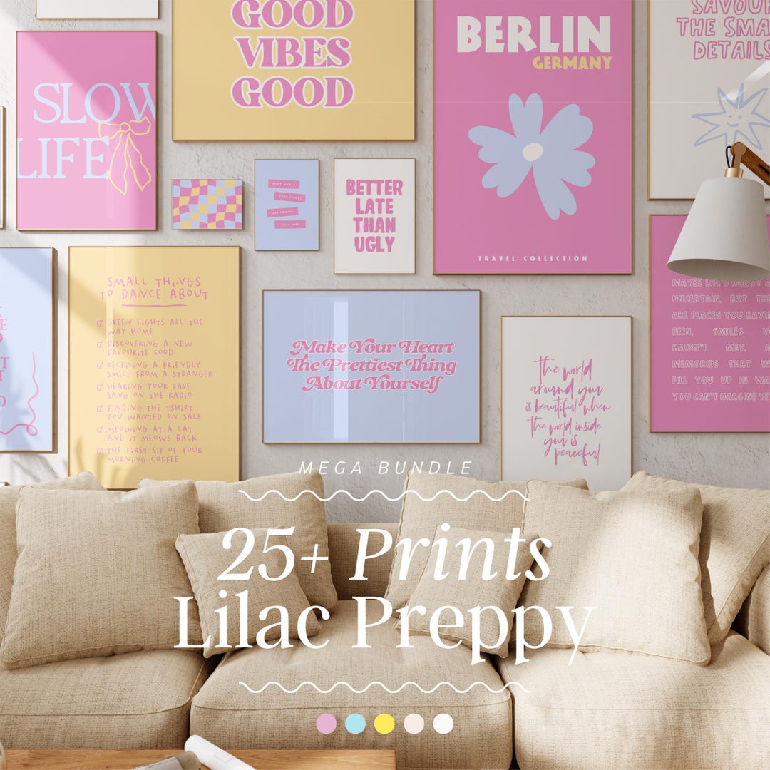 Preppy Wall Art Print Bundle | Girly Room Decor (digital Download) - Etsy