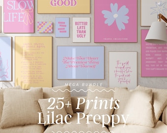 Preppy Wall Art Print Bundle | Girly Room Decor (Digital Download)