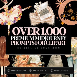 MRR 1000+ Midjourney Prompts for Aesthetic Clipart // derechos de reventa principal, revender productos digitales, vender en etsy, PLR, derechos de etiqueta privada