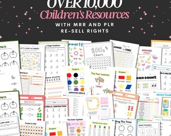 Paquete de 10 000 recursos educativos MRR PLR // derechos de reventa maestra, vender en Etsy, derechos de marca privada, hojas de trabajo escolares, para niños