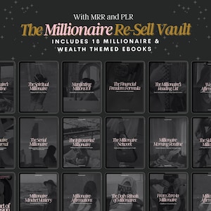 Millionaire eBook MRR Re-Sell Vault // master resell rights, resell digital product, sell on etsy, PLR, DFY ebook, private label rights