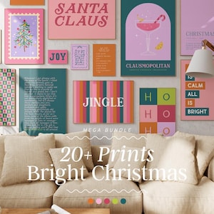 Preppy Christmas Print Bundle | christmas print set, christmas print, christmas decor, winter home decor, christmas wall art, festive print