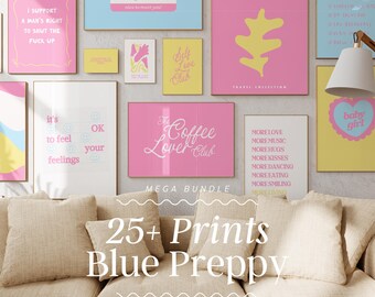 Preppy Wall Art Print Bundle | Girly Bedroom Decor (Digital Download)