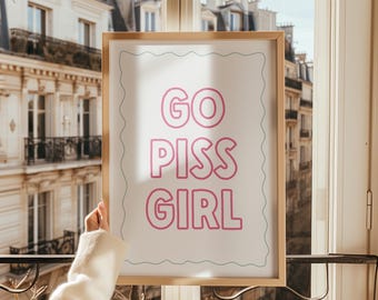 Funny Pink Bathroom Print | Girly Dorm Wall Art (Digital Download)