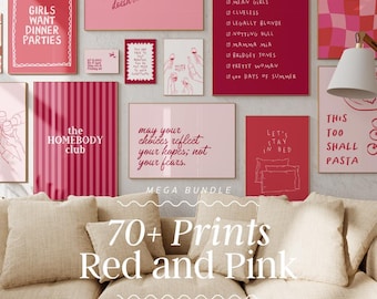 Pink Preppy Wall Art Prints | Girly Bedroom Decor (Digital Download)
