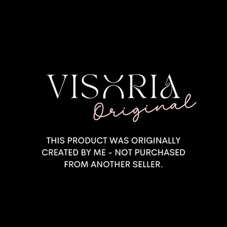 May include: Black background with the white text "VISXRIA" and the word "Original" in a cursive pink font. Below, the text reads: "THIS PRODUCT WAS ORIGINALLY CREATED BY ME - NOT PURCHASED FROM ANOTHER SELLER."