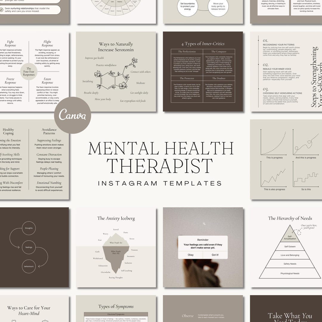 300+ Therapist Mental Health Instagram Canva Templates (digital ...