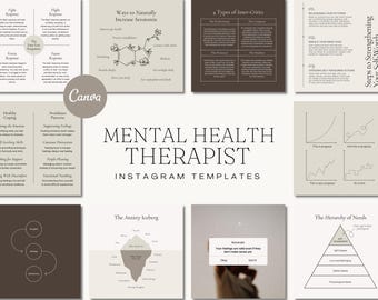 300+ Therapist Mental Health Instagram Canva Templates (Digital Download)